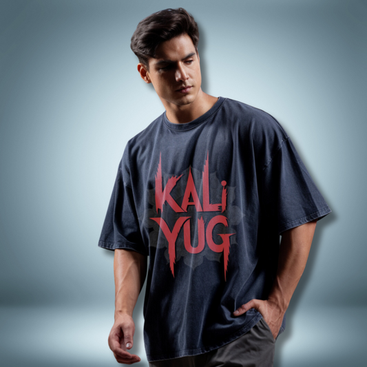 Fabrio Clothing's Kaliyug Print Kaliyug Print Unisex Acid Wash Oversized T-shirt