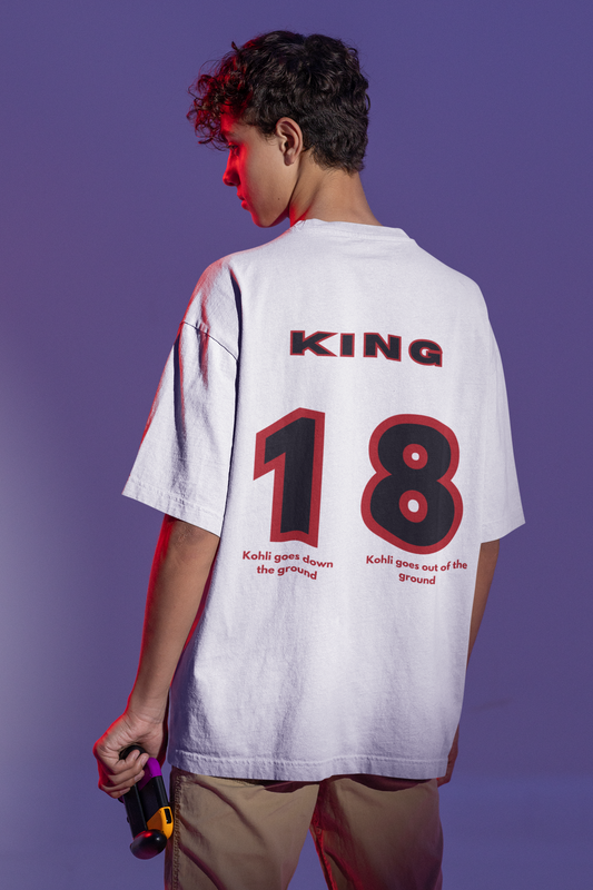 Jersey no.18 King Kohli  Design Printed Oversized T-shirt