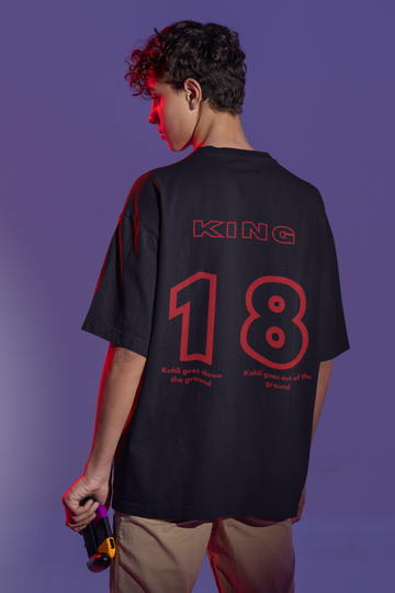 Jersey no.18 King Kohli  Design Printed Oversized T-shirt