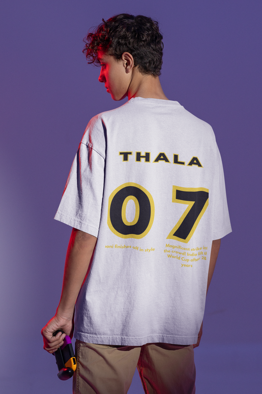 Jersey no.07 Thala Dhoni Design Printed Oversized T-shirt