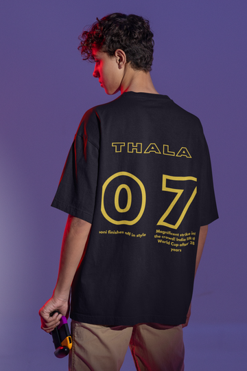 Jersey no.07 Thala Dhoni Design Printed Oversized T-shirt