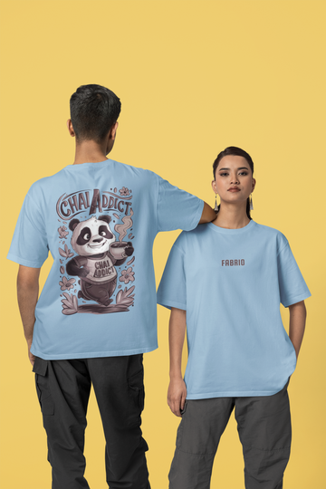 Fabrio Originals The Chai Addicted Panda Printed Terry Oversized T-shirt