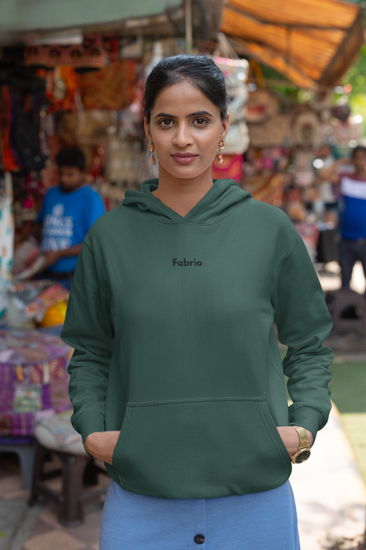 Fabrio Clothings Basic Bottle Green Hooded SweatShirt